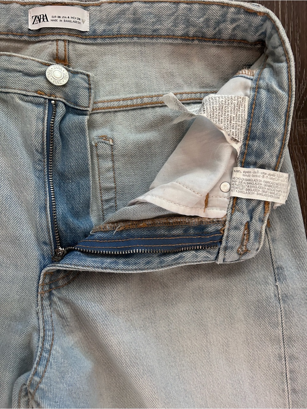 ZARA Wide Leg Baggy Light Wash Denim Jeans Size 4 - Picture 4 of 7